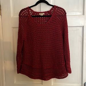 Lucky Brand Open Weave Wine Colored Sweater